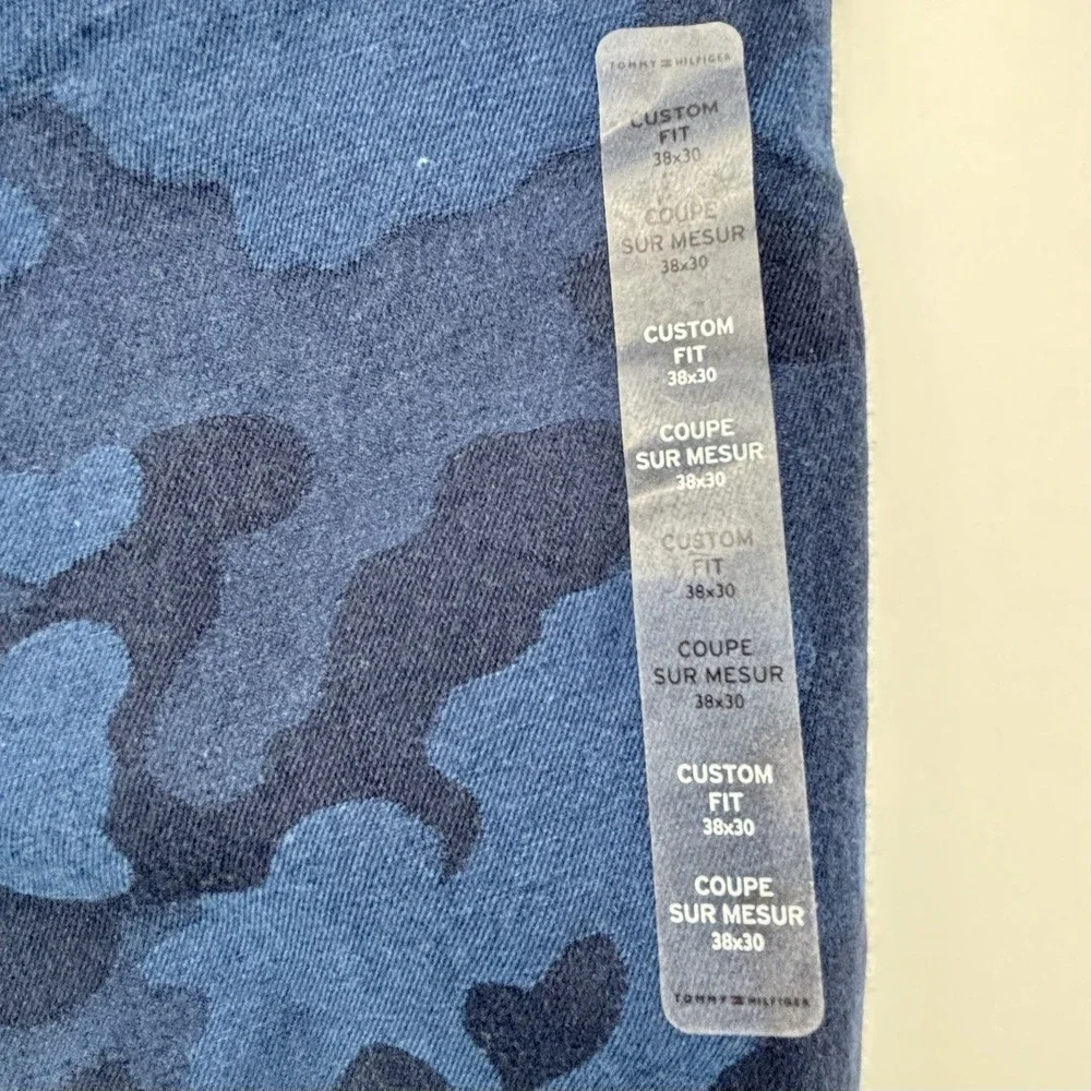 Tommy Hilfiger Men 38x30 Custom Fit Pants Blue Camo Chino NWT Golf Trousers